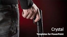  Presentation with gun - Amazing PPT theme having killer with gun close-up backdrop and a wine colored foreground
