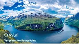  Presentation with beautiful nature - PPT layouts having kilometer - geiranger fjord beautiful nature norway background and a ocean colored foreground