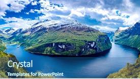  Presentation with beautiful nature - PPT theme featuring kilometer - geiranger fjord beautiful nature norway background and a ocean colored foreground