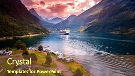  Presentation with beautiful nature - Presentation theme enhanced with kilometer - geiranger fjord beautiful nature norway background and a  colored foreground