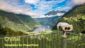  Presentation with binoculars at a lookout point - Audience pleasing PPT layouts consisting of kilometer - geiranger fjord lookout observation deck backdrop and a tawny brown colored foreground