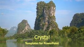  Presentation with region - Presentation design having kilometer - li river or lijiang is background and a tawny brown colored foreground