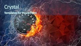  Presentation with lightening - PPT layouts with kilometers - kilometer gauge on fire background and a ocean colored foreground