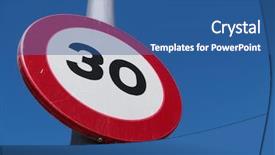  Presentation with road stop sign - Colorful theme enhanced with kilometers - spanish 30 kph road sign backdrop and a  colored foreground