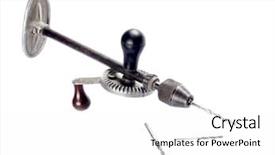  Presentation with drilling - Presentation having oil drill bit - vintage drilling tool isolated background and a white colored foreground