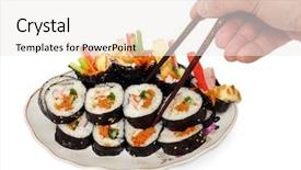  Presentation with korean food - Cool new presentation theme with kimbap - korean food gimbap chopsticks white backdrop and a white colored foreground