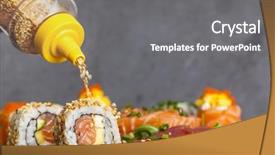 Presentation with sesame seeds and oil - PPT theme with kimbap - sesame seeds on sushi background and a gray colored foreground