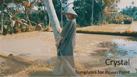  Presentation with rice terraces - Beautiful theme featuring kimono and traditional balinese straw backdrop and a coral colored foreground
