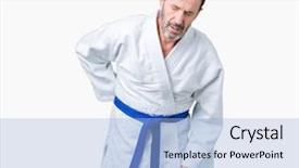  Presentation with back pain - Cool new slides with medical helt - handsome middle age senior man backdrop and a  colored foreground