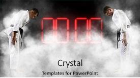  Presentation with kimono - PPT layouts featuring kimono with black belt scoreboard background and a light gray colored foreground