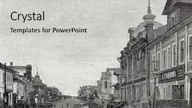  Presentation with engraving - Theme featuring kimry tver region main street background and a light gray colored foreground