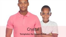  Presentation with father - Slide set featuring kin - african father and son isolated background and a coral colored foreground