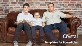  Presentation with elderly - PPT theme having kin - elderly man and two grandsons background and a tawny brown colored foreground