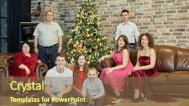  Presentation with family tree reunion - Amazing slide deck having kin - family of eight near decorated backdrop and a tawny brown colored foreground