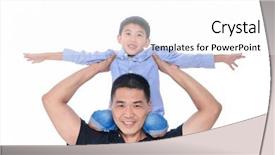  Presentation with father - Beautiful presentation theme featuring kin - father and son-white background backdrop and a  colored foreground