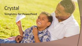  Presentation with father - Theme enhanced with kin - happy african american father background and a yellow colored foreground