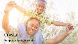  Presentation with father - Colorful PPT theme enhanced with kin - happy african american father backdrop and a soft green colored foreground