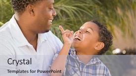  Presentation with race - Slides with kin - happy mixed race father background and a lemonade colored foreground