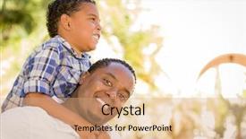  Presentation with race - PPT layouts consisting of kin - happy mixed race father background and a coral colored foreground