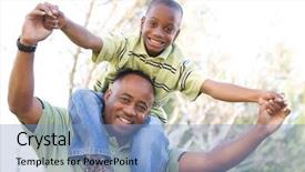  Presentation with fun - Colorful PPT theme enhanced with kin - man and child having fun backdrop and a light blue colored foreground