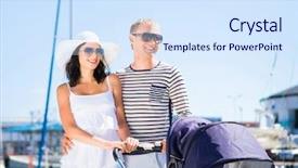  Presentation with baby - Amazing PPT theme having kin - young and attractive couple walking backdrop and a sky blue colored foreground