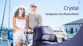  Presentation with old couple walking - PPT theme with kin - young and attractive couple walking background and a sky blue colored foreground