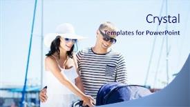  Presentation with old couple walking - Slides featuring kin - young and attractive couple walking background and a sky blue colored foreground