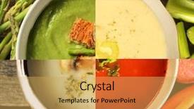  Presentation with soup - PPT layouts enhanced with kind of soup asparagus celery background and a yellow colored foreground