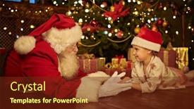  Presentation with next year - Theme having kind-old-santa-claus-plays background and a tawny brown colored foreground