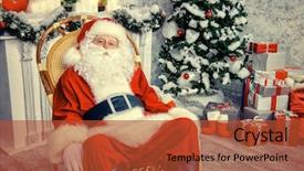  Presentation with santa claus holding scroll paper - Audience pleasing presentation design consisting of kind rocks - good old santa claus sitting backdrop and a red colored foreground