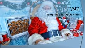  Presentation with santa claus and reindeers - PPT layouts featuring kind rocks - good old santa claus sitting background and a  colored foreground