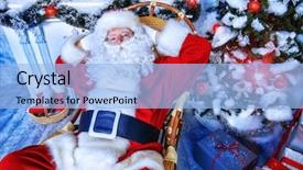  Presentation with santa claus and reindeers - Amazing presentation theme having kind rocks - good old santa claus sitting backdrop and a  colored foreground