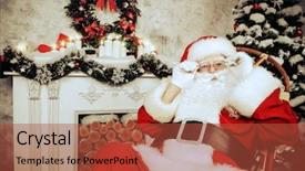  Presentation with santa claus and reindeers - Audience pleasing slide deck consisting of kind rocks - good old santa claus sitting backdrop and a  colored foreground