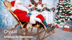  Presentation with santa claus holding scroll paper - Amazing slide set having kind rocks - good old santa claus sitting backdrop and a  colored foreground