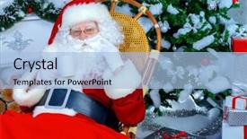  Presentation with christmas tree - PPT theme having kind rocks - good old santa claus sitting background and a  colored foreground