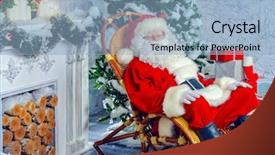  Presentation with santa claus holding scroll paper - Cool new theme with kind rocks - good old santa claus sitting backdrop and a light blue colored foreground