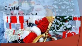  Presentation with santa claus and reindeers - Amazing slide deck having kind rocks - good old santa claus sitting backdrop and a  colored foreground