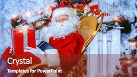  Presentation with christmas tree - Presentation theme having kind rocks - happy santa claus sitting background and a  colored foreground