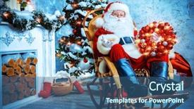  Presentation with santa claus holding scroll paper - Colorful PPT layouts enhanced with kind rocks - happy santa claus sitting backdrop and a  colored foreground