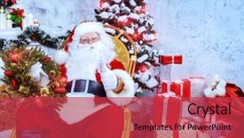  Presentation with christmas tree - Presentation design enhanced with kind rocks - happy santa claus sitting background and a  colored foreground