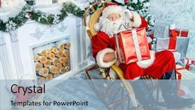  Presentation with christmas tree - Presentation design consisting of kind rocks - happy santa claus sitting background and a  colored foreground