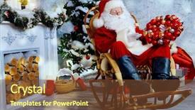  Presentation with christmas tree - Cool new PPT theme with kind rocks - happy santa claus sitting backdrop and a  colored foreground