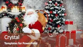  Presentation with santa claus holding scroll paper - Beautiful PPT theme featuring kind rocks - happy santa claus sitting backdrop and a  colored foreground