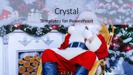  Presentation with christmas tree - PPT layouts having kind rocks - traditional santa claus sitting background and a light blue colored foreground