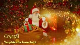  Presentation with christmas presents - Slide deck consisting of kind-santa-claus-sits background and a tawny brown colored foreground