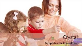  Presentation with teacher - Slide deck consisting of kindergarden teacher with group children background and a coral colored foreground