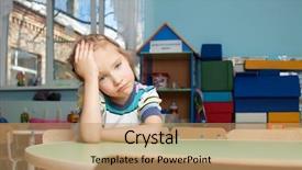  Presentation with depression children - Presentation design consisting of kindergarten depression girl in nursery background and a coral colored foreground