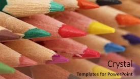  Presentation with color pencils - Slides consisting of kindergarten kids - color pencils close-up background and a red colored foreground