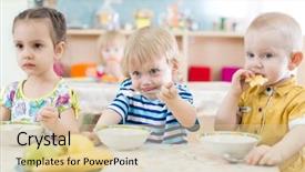  Presentation with lunch - Amazing PPT layouts having kindergarten or day care backdrop and a lemonade colored foreground