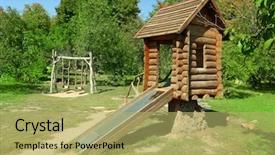  Presentation with slides - Presentation design enhanced with kindergarten slides - children playground in park background and a yellow colored foreground